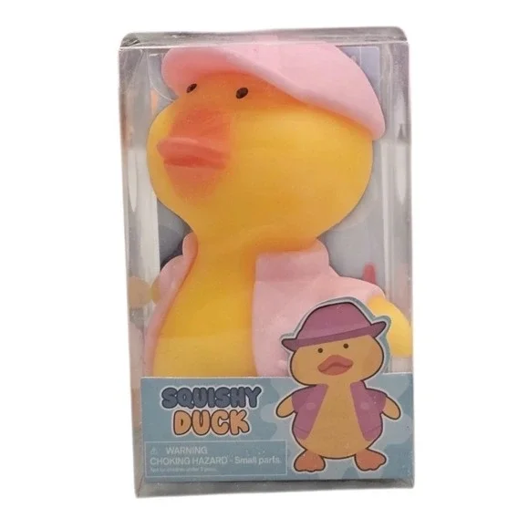 Set of 3 Squishy Duck Sensory Toys Pink Blue Purple Hat and Jacket 3+ - Picture 2 of 12